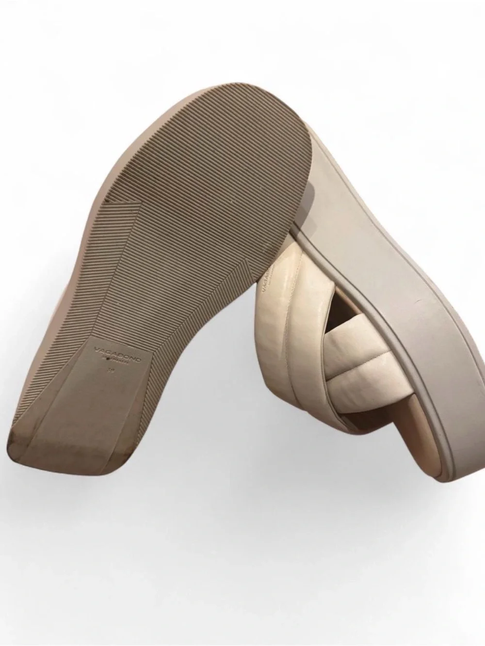 Vagabond Cream Padded Crisscross Platform Slides